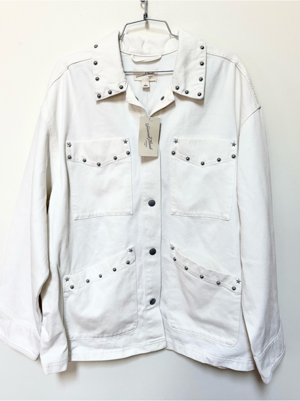 Brand New Universal Thread Women's Denim Chore Coat White Size Large